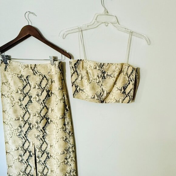 Helmut Lang Python Embossed Leather Top & Midi Skirt Sz 4 - Picture 3 of 6